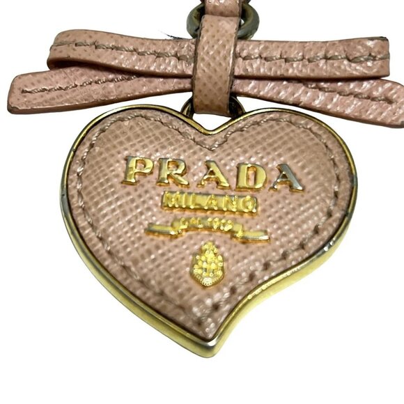 PRADA - Gold Light Pink Hardware Leather Bag Charm - Picture 3 of 5
